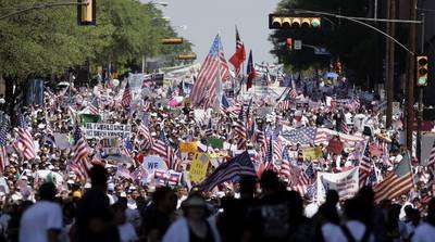 Historica marcha de migrantes en Dallas