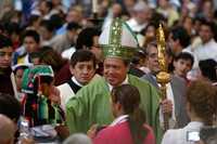 El cardenal Norberto Rivera Carrera, durante su homilía, ayer domingo