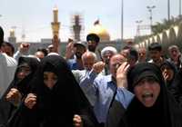 Protesta en Kerbala, al sur de Bagdad, por el ataque de ayer contra la mezquita chiíta Al Asari