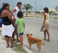 Dora Isela y parte de su familia en su lugar de "trabajo"