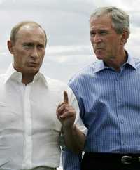 Vladimir Putin y George W. Bush, el lunes pasado en Kennebunkport, Maine