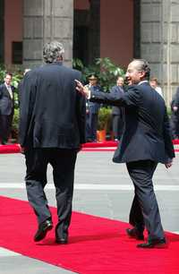 Néstor Kirchner y Felipe Calderón, ayer en Palacio Nacional