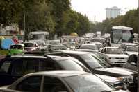 Un día de caos vial en la ciudad de México. Aquí, en las inmediaciones del bosque de Chapultepec