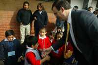 Marcelo Ebrard Casaubon, jefe de Gobierno del Distrito Federal, durante la puesta en marcha del Programa Niños Talento, en las instalaciones del Centro de Desarrollo Comunitario Francisco I. Madero