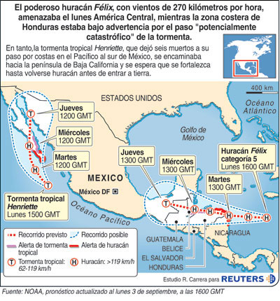 Alerta en 17 estados por Henriette y Félix