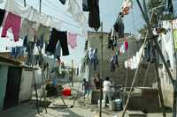 Casas hechas con tabiques mal colocados y techos de láminas de cartón, distribuidas en estrechos pasillos con olor a orines y basura acumulada, forman la vecindad conocida como La ciudad perdida, en Tacubaya, en la que habitan unas 100 familias