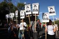 Durante la marcha conmemorativa de la represión del 2 de octubre de 1968 contra estudiantes en la Plaza de las Tres Culturas de Tlatelolco