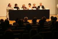 Sealtiel Alatriste, Margo Glantz, Elena Poniatowska, Silvia Molina, Fabienne Bradu y Rafael Rojas anteanoche, en el Palacio de Bellas Artes