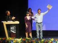 El director Francisco Franco con Martha Higareda y Damián Alcázar