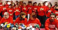 Kepa Bereziatua, Marine Pueyo y Arantxa Urkaregi, durante una conferencia de prensa de Acción Nacionalista Vasca en San Sebastián