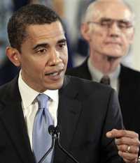 El aspirante demócrata Barack Obama durante un discurso de campaña ayer en Chicago