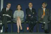 El presidente de la AMC, Juan Pedro Laclette; la titular de la SEP, Josefina Vázquez Mota, y el director del Conacyt, Juan Carlos Romero Hicks, durante la inauguración del auditorio Galileo Galilei