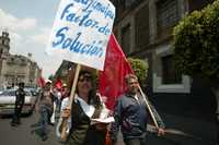 Manifestación del SITUAM frente a la Secretaría de Educación Pública, el miércoles pasado