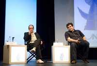 José Luis Paredes, Pacho, y Tomas Cookman durante la mesa redonda La diversión es cosa seria