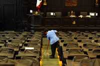 Aspecto de la Cámara de Senadores, al cumplirse siete días de la toma de tribuna por legisladores integrantes del Frente Amplio Progresista