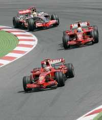 Los tres punteros de la carrera en el circuito de Cataluña