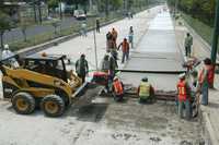 Aspecto de las obras que se realizan en Circuito Interior, a la altura de Viaducto