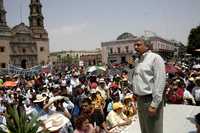 Andrés Manuel López Obrador durante el mitin efectuado ayer en la plaza de la Patria, en Aguascalientes