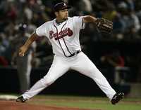 Jorge Campillo, en la primera entrada del segundo juego de la doble jornada entre Bravos y Mets