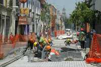 Aspecto de las obras en la calle de Regina, en el Centro Histórico