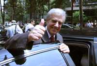 Tabaré Vázquez, tras el acto de ayer ante la estatua del general José Artigas, en la Plaza Uruguay, colonia Polanco