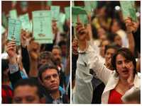 Alberto Begné y Patricia Mercado, durante el Consejo Nacional de su partido el pasado 12 de julio en la ciudad de México