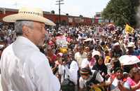 El ex candidato presidencial, durante un mitin realizado en el municipio michoacano de Contepec