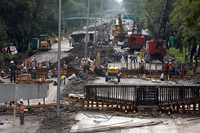 Aspecto de la construcción del puente en avenida México Coyoacán y Churubusco