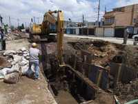 Obras del colector Teocallis en Ecatepec, cuya funcionamiento se postergó para 2009