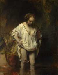 Mujer bañándose, una de las obras de Rembrandt (1606-1669)