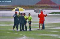 Una intensa granizada obligó a cancelar el partido de la fecha 9 del torneo de apertura del futbol mexicano, entre los Tecos de la Universidad Autónoma de Guadalajara y los Tuzos de Pachuca, programado para las 20 horas de ayer en el estadio Tres de Marzo