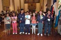 Integrantes del sexto Parlamento de Niñas y Niños, en el salón Hispanoamericano de la SEP, donde fueron recibidos por Josefina Vázquez Mota