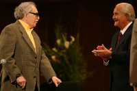 Gabriel García Márquez y Carlos Fuentes, ayer, en la Sala Nezahualcóyotl