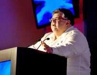 El titular de Hacienda, Agustín Carstens, ayer en Cancún, Quintana Roo