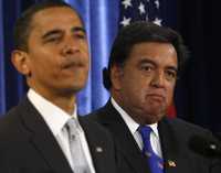 El presidente electo de Estados Unidos, Barack Obama, y el gobernador del estado de Nuevo México, Bill Richardson