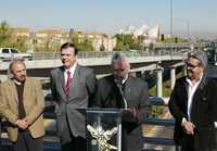 Armando Quintero, Marcelo Ebrard, Jorge Arganis y Agustín Guerrero, durante la inauguración de la primera obra de este año