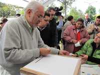 De arriba abajo: Fernando Toranzo Ramírez, el senador Carlos Jiménez Macías y el diputado Jesús Ramírez Stabros, precandidatos del Partido Revolucionario Institucional a la gubernatura de San Luis Potosí, durante las elecciones internas de ayer