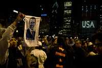 Celebraciones en Grand Park de Chicago, el día que ganó las elecciones