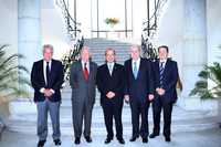 Felipe Calderón (centro) con el español Felipe González (izquierda); el chileno Ricardo Lagos; el uruguayo Julio María Sanguinetti, y el italiano Romano Prodi