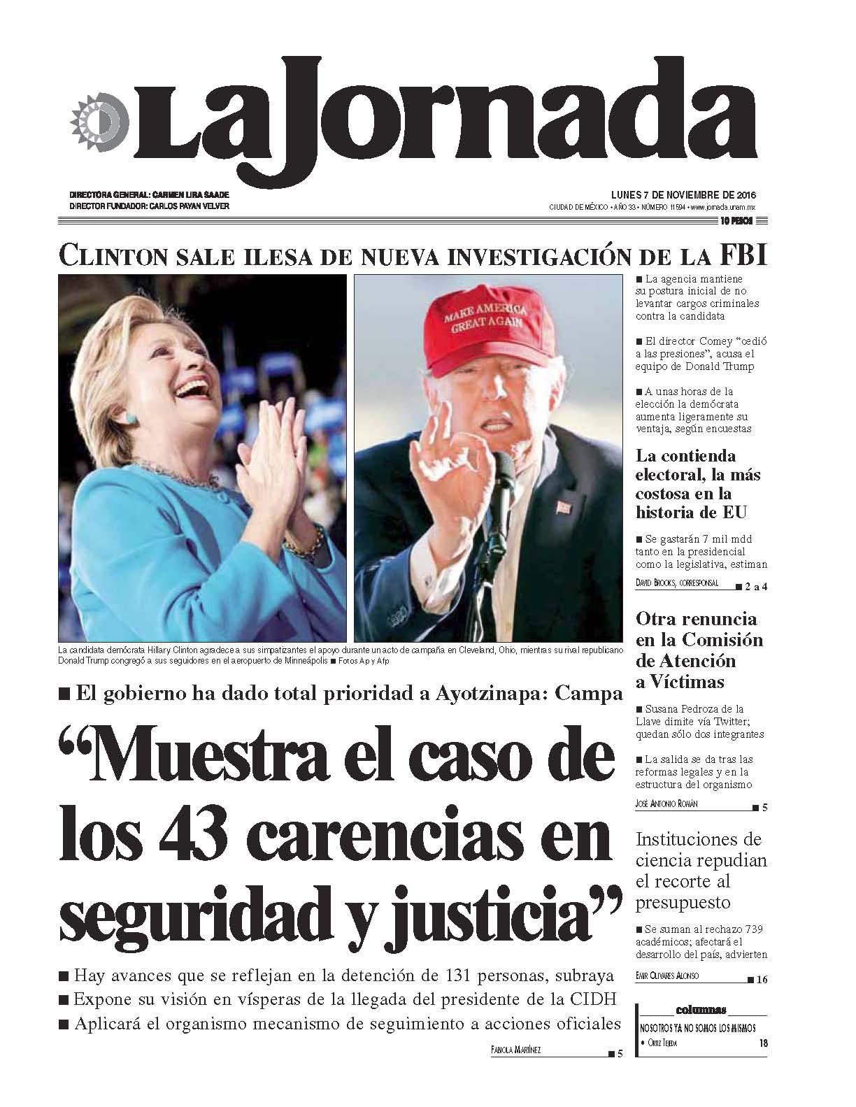 Portada de 2016/11/07. Seleccione para ir a esta edición.