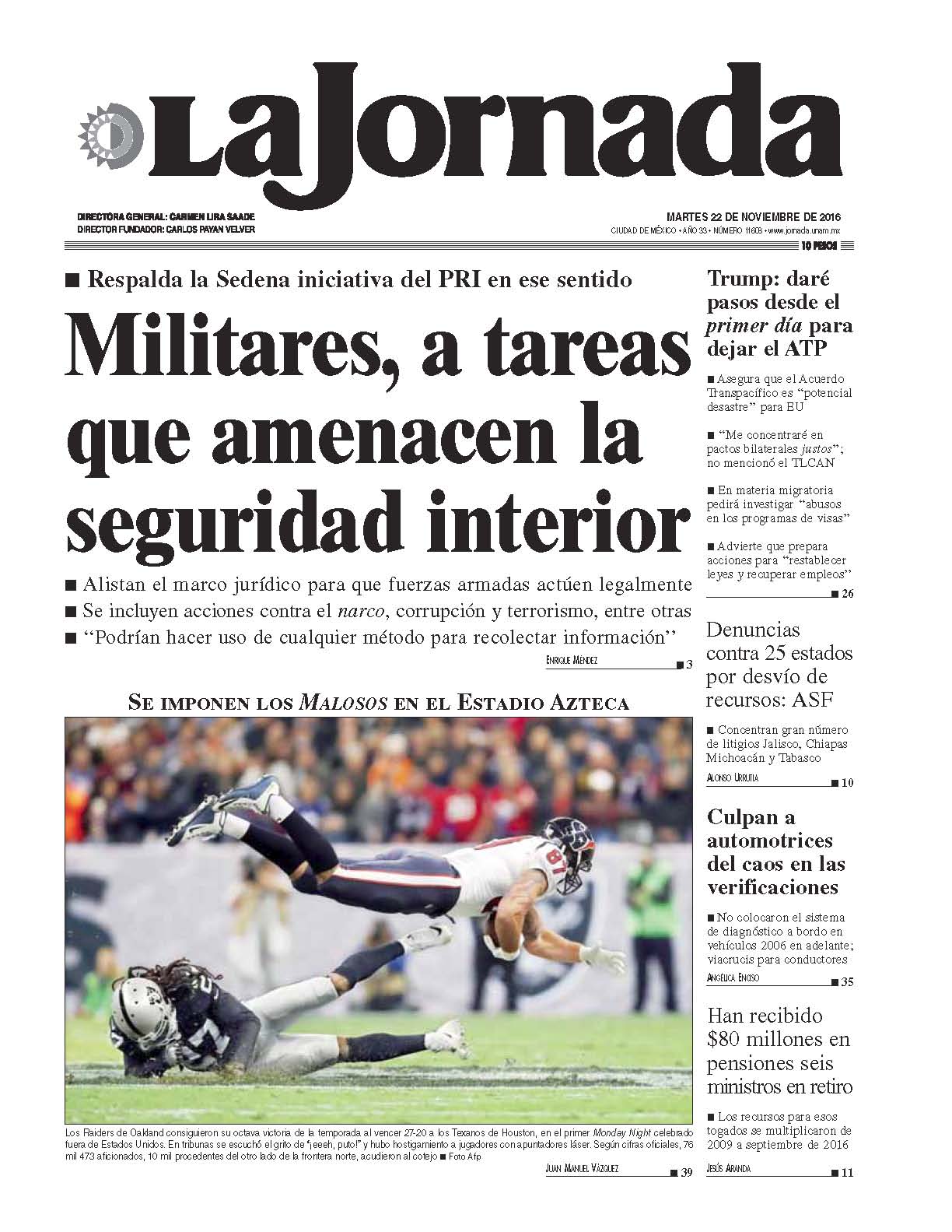 Portada de 2016/11/22. Seleccione para ir a esta edición.