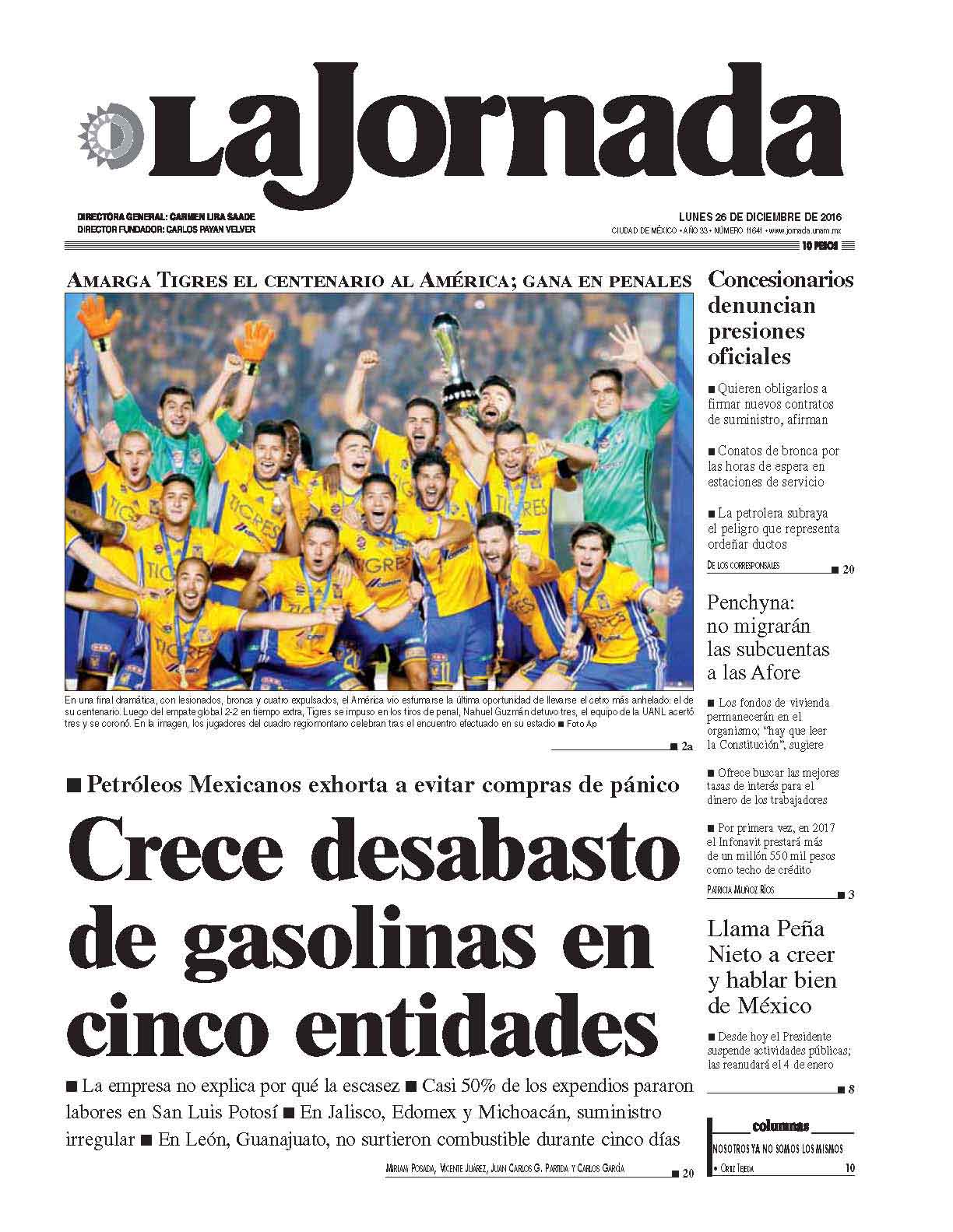 Portada de 2016/12/26. Seleccione para ir a esta edición.